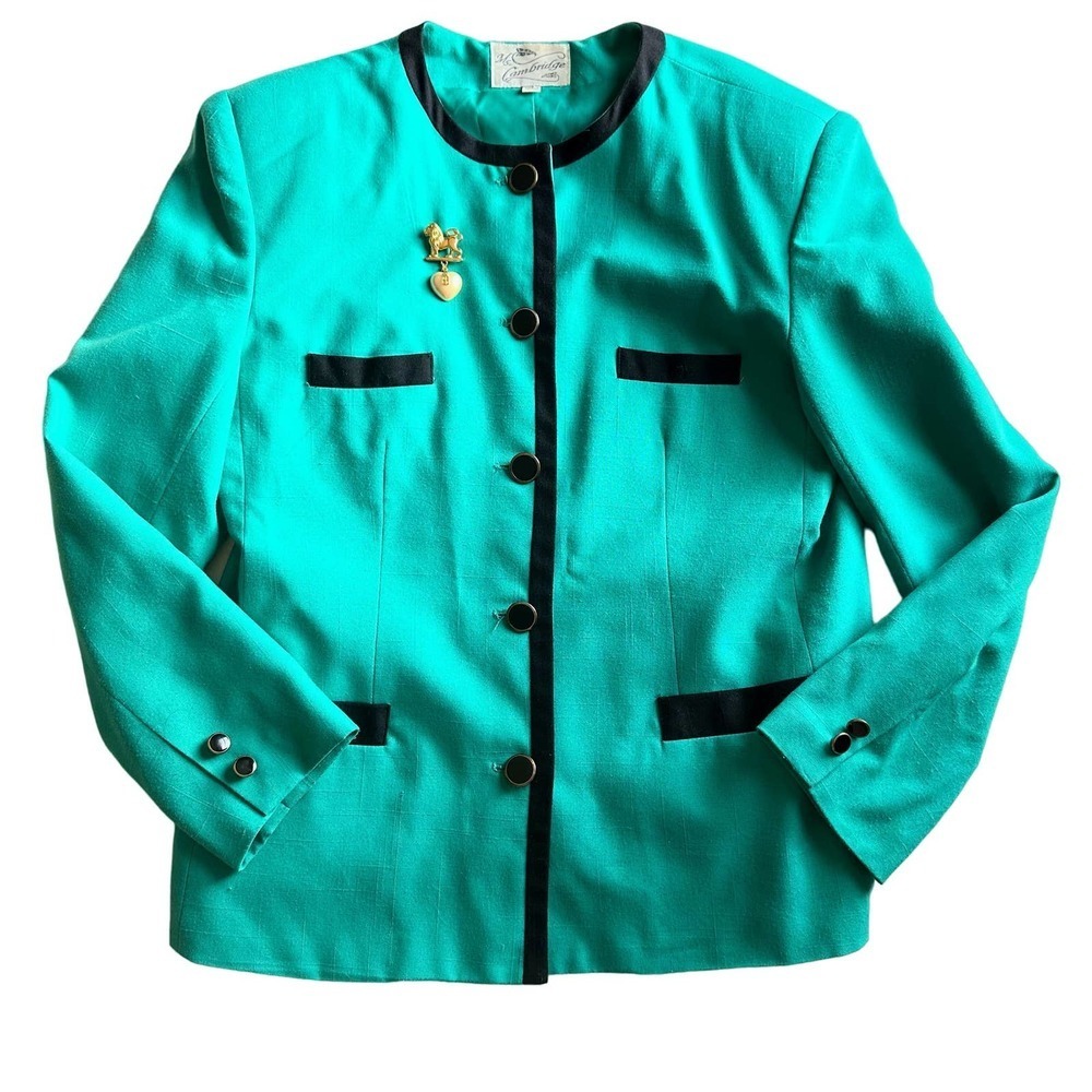 Vintage Blue Green Ms. Cambridge Jacket (Size 10)